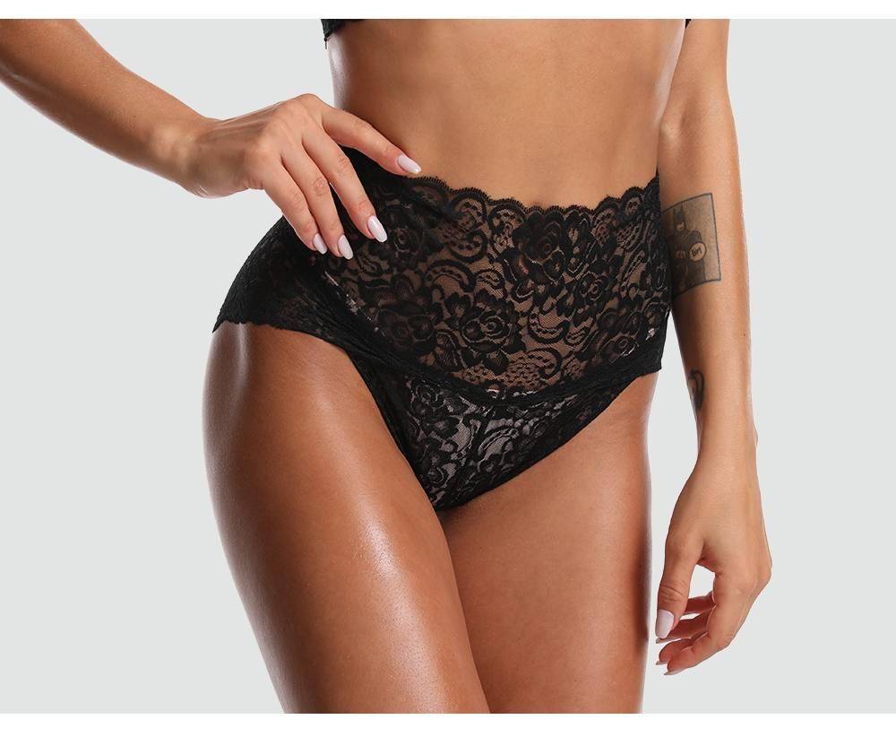 Women's High Waist Floral Lace Panties